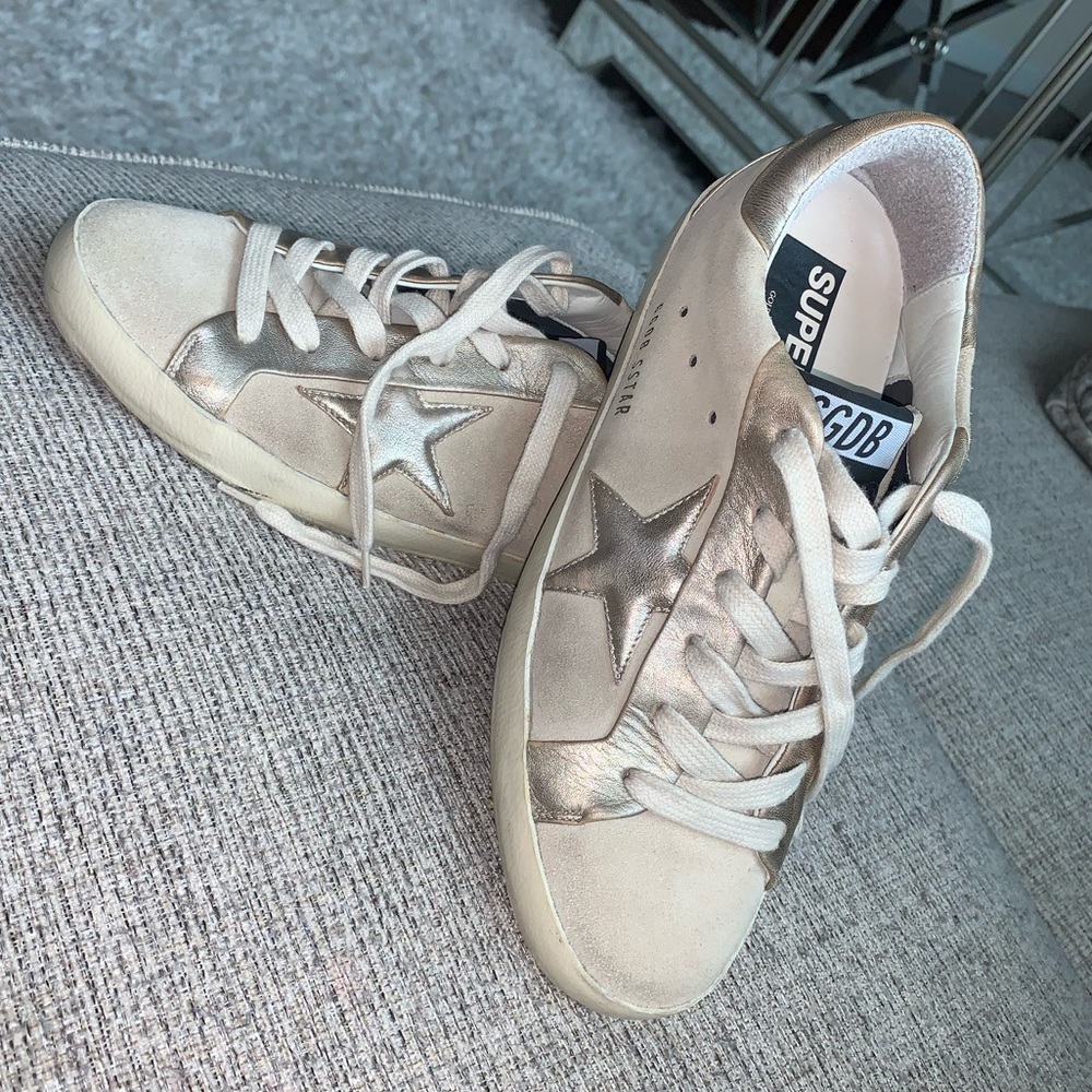 GOLDEN GOOSE GGDB Superstar Gold Gray Beige Women’s 38